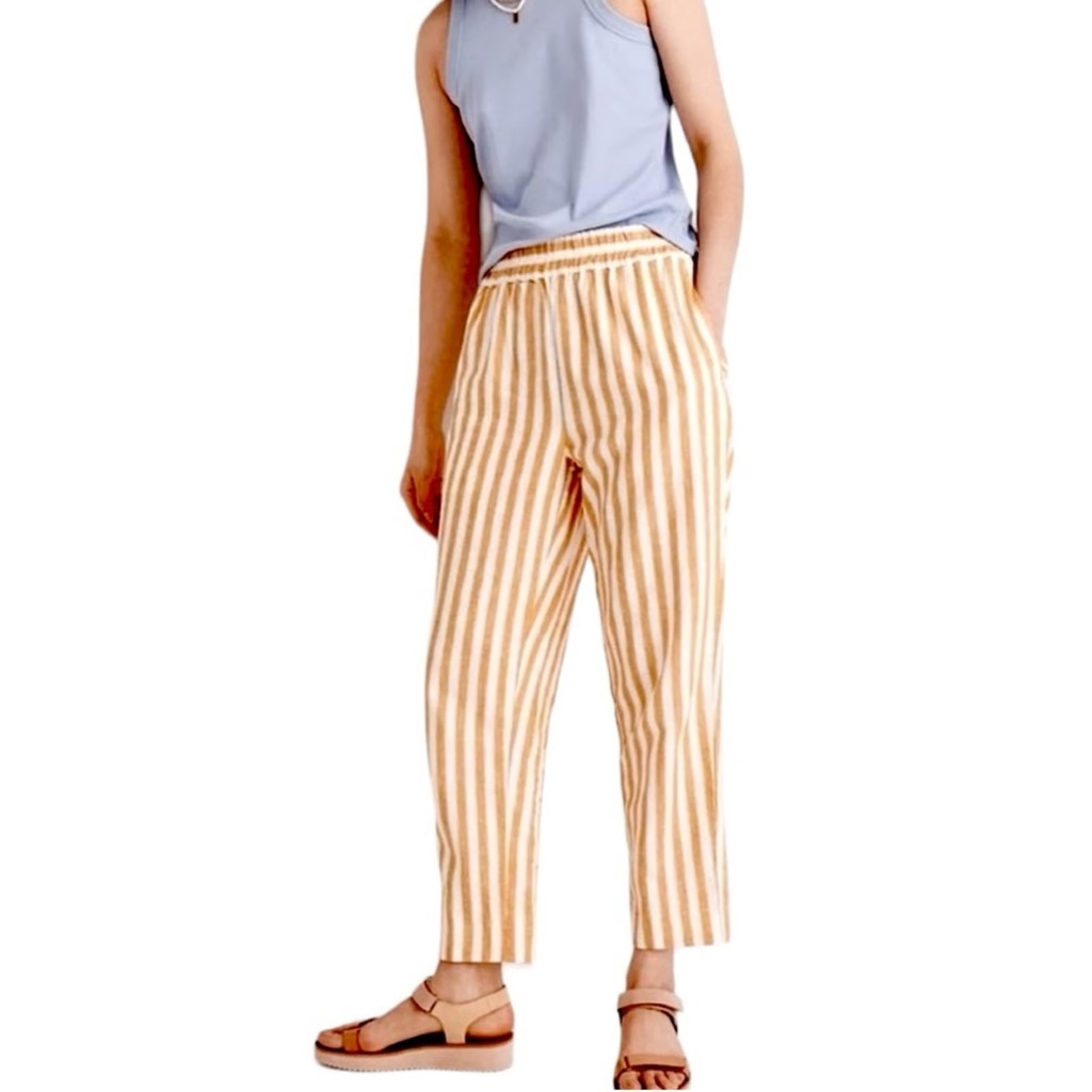 Madewell Yellow Striped Linen Blend Pants